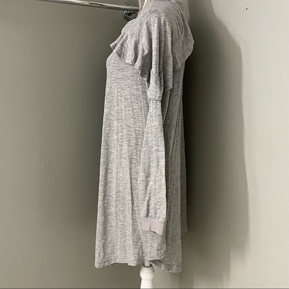 Umgee Womens Gray Long Sleeve Ruffle Slub Cotton Blend Tunic Short Dress Size M - Picture 2 of 12
